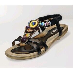 Siketu Black  39 (US 8) Flat Rubber Heel Slip-On Excellent Condition